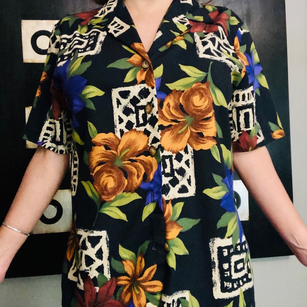 Vintage- purple tropical shirt - Picture 3 of 4